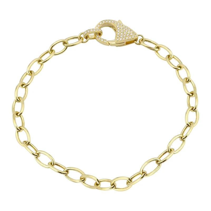 Cute friendship bracelets-14k Yellow Gold Diamond Pave Lobster Clasp Link Bracelet