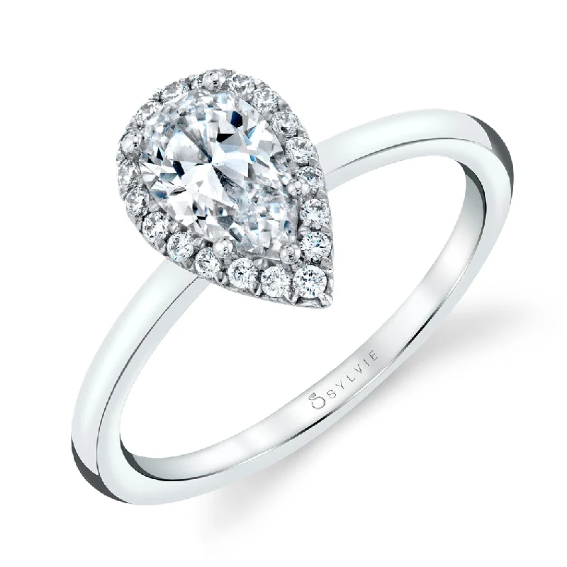 Trendy adjustable rings for versatility -Sylvie Classic Pear Halo Engagement Ring S1993-PS