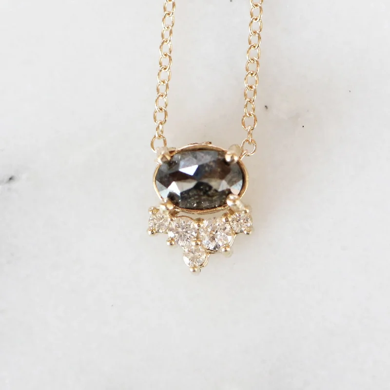 Designer crystal necklaces for luxurious fashion -Allie - Petite Black Oval Diamond 14k Yellow Gold Necklace - Ready to Ship