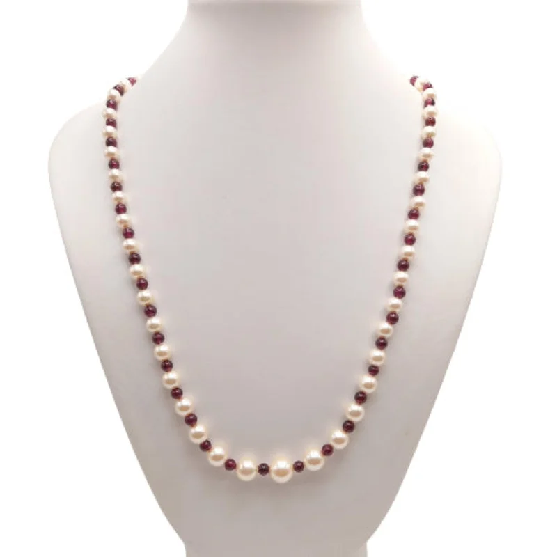 Luxury diamond pendant necklaces for upscale fashion -Pearl and Garnet Necklace