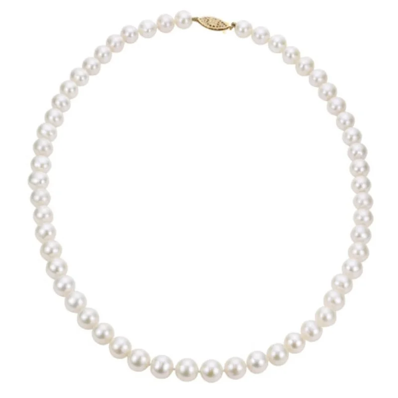 Custom birthstone necklaces for family gifts -14 Karat Yellow Gold 18 Inch 6mm Honora Freshwater Cultured Pearl Necklace