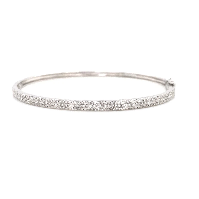 Bracelets for teens-14K White Gold Diamond Pave Bangle