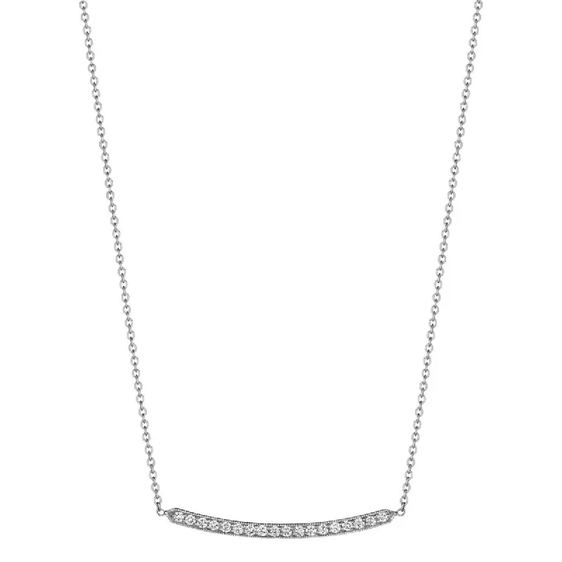 Luxury gemstone necklaces with sapphires -Diamond Pave Forever Bar Necklace