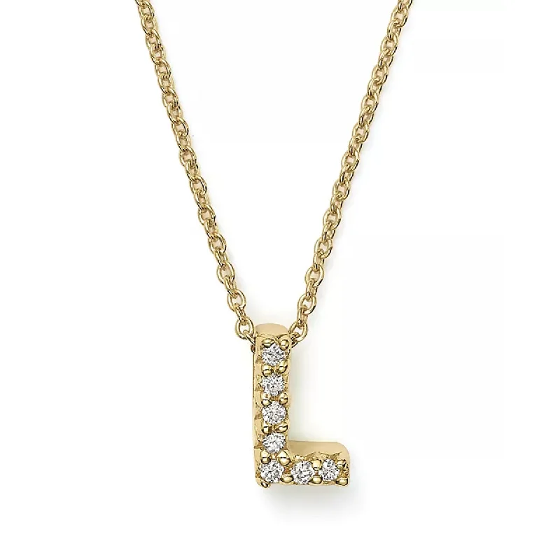 Custom crystal necklaces for unique gifts -Love Letter Diamond Initial L Necklace in Yellow Gold