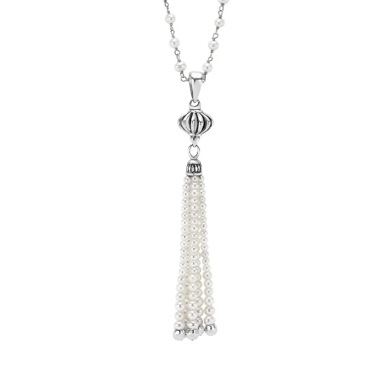 Custom engraving necklaces for heartfelt gifts -Pearl Tassel Pendant Necklace