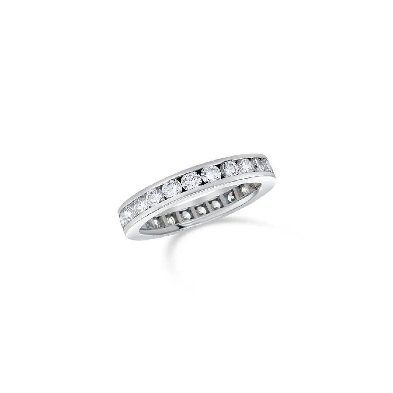 Chunky silver rings for bold fashion -1.20 CT Round Diamond Channel Set Platinum Band