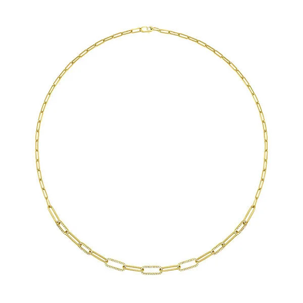 Elegant rose gold necklaces for romantic style -1/2 Ctw Diamond Paperclip Necklace in 14 Karat Yellow Gold