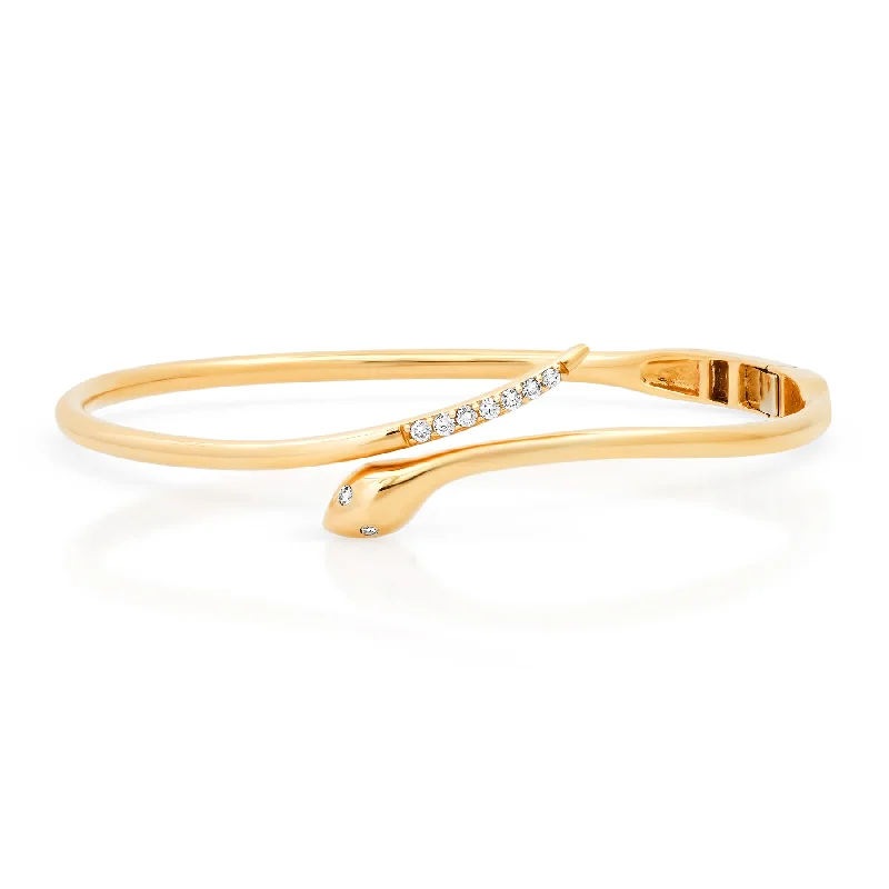 Wooden bracelets-RATTLESNAKE DIAMOND BANGLE, 14kt GOLD