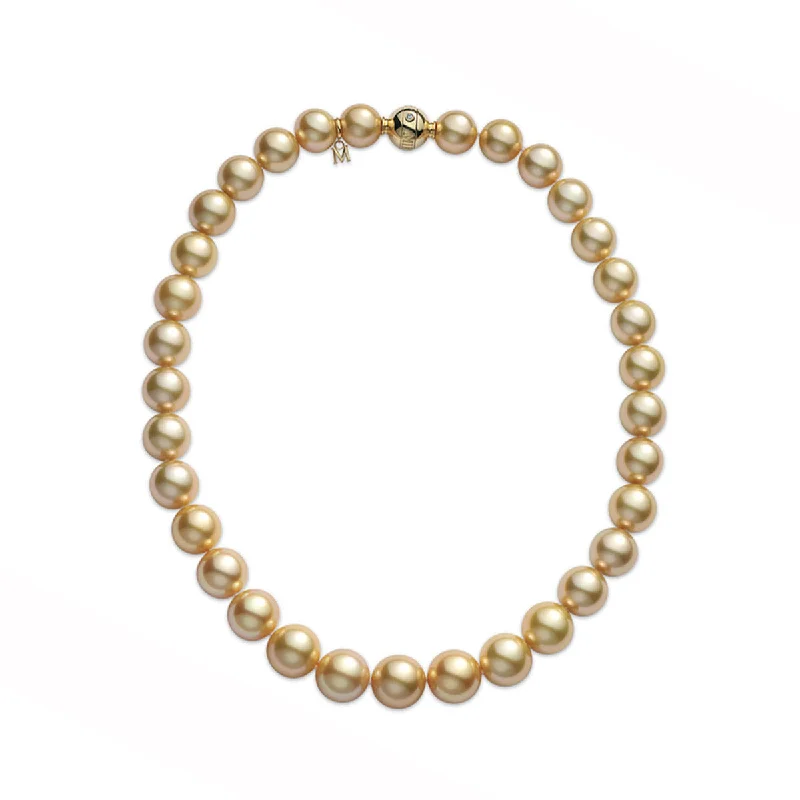 Trendy gemstone bar necklaces for modern fashion -Golden South Sea Cultured Pearl Strand Necklace