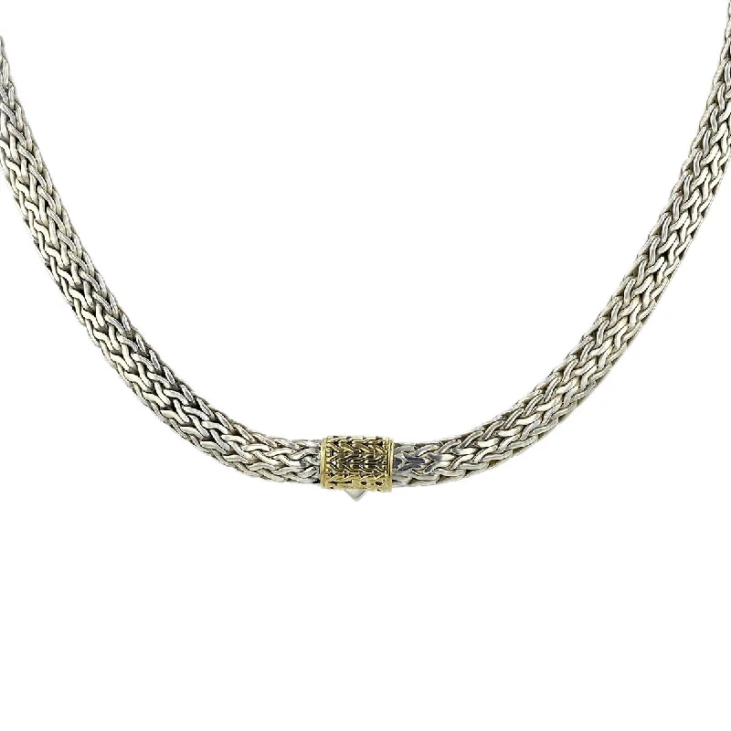 Long pendant necklaces for bohemian fashion -John Hardy Sterling Silver and 18K Gold Necklace