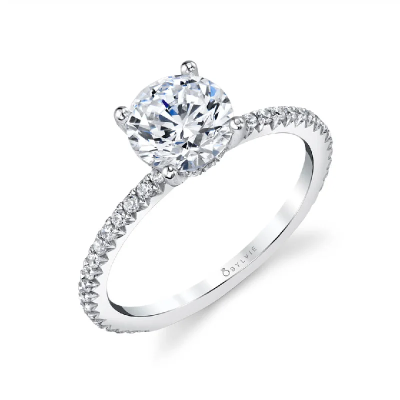 Personalized promise rings with your initials -Sylvie Solitaire Engagement Ring S2093-RB