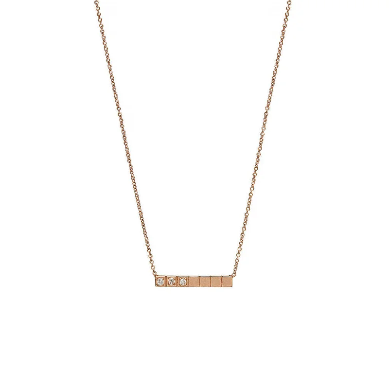 Trendy layered necklaces for bohemian vibes -14 Karat Rose Gold Bar Diamond Necklace