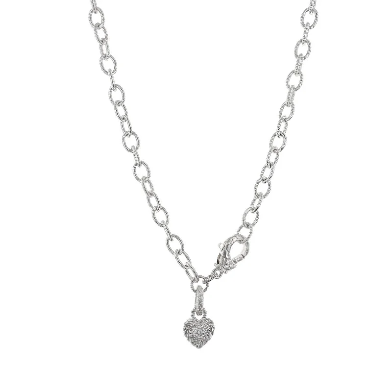 Crystal and gemstone necklaces for added sparkle -Judith Ripka Diamond Heart Pendant Necklace