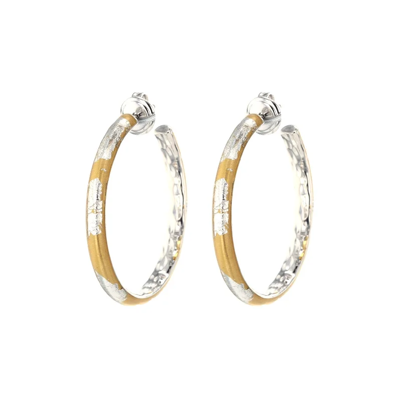 Silver threader earrings for delicate style -Enamel Hoop Earrings