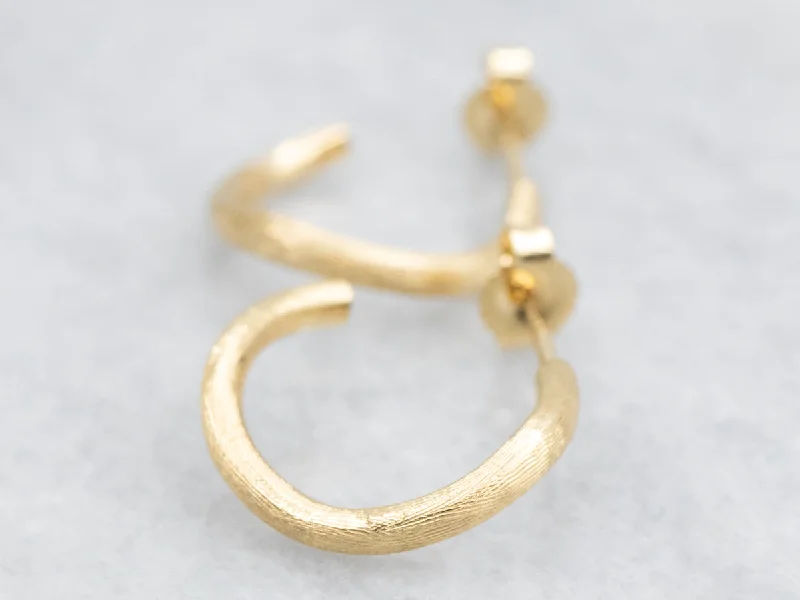 Unique earrings with abstract patterns -Brushed Gold Hoop Earrings