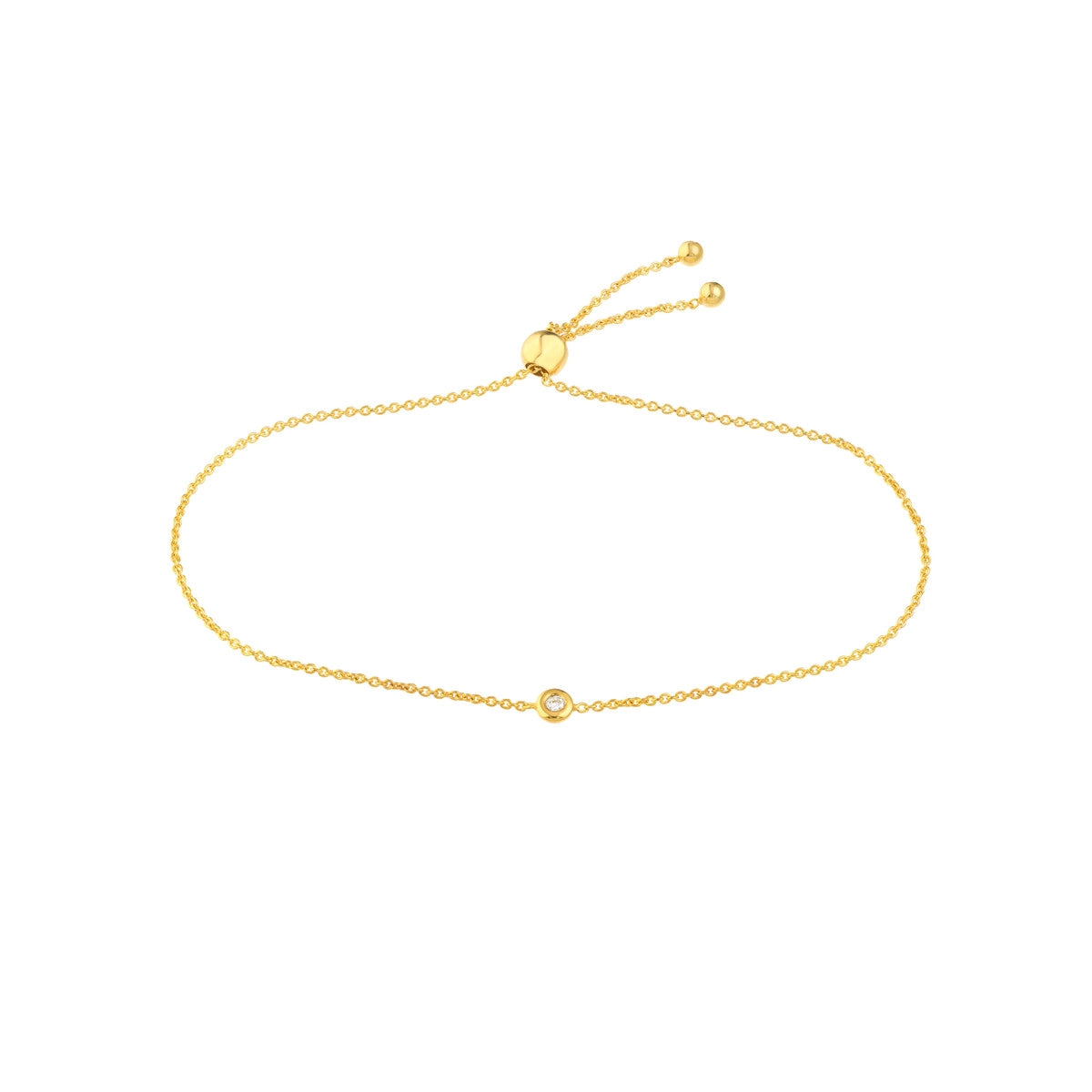 Adjustable stone bracelets-14K Yellow Gold Diamond Bolo Bracelet