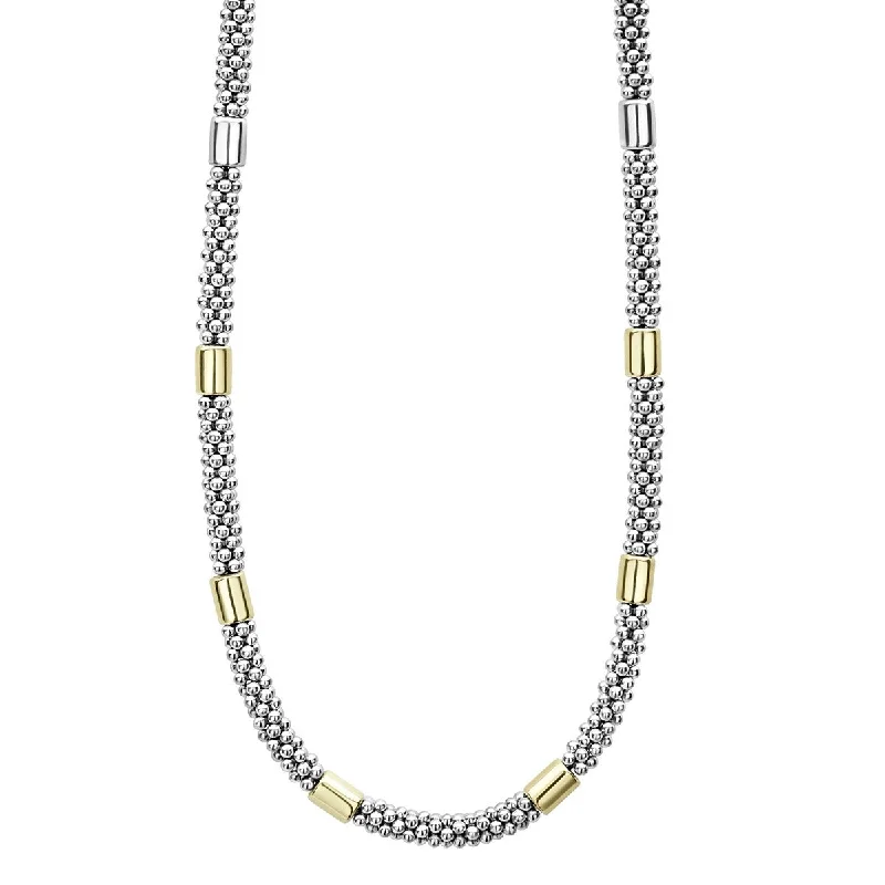 Layered charm necklaces for casual looks -High Bar Gold Caviar Necklace