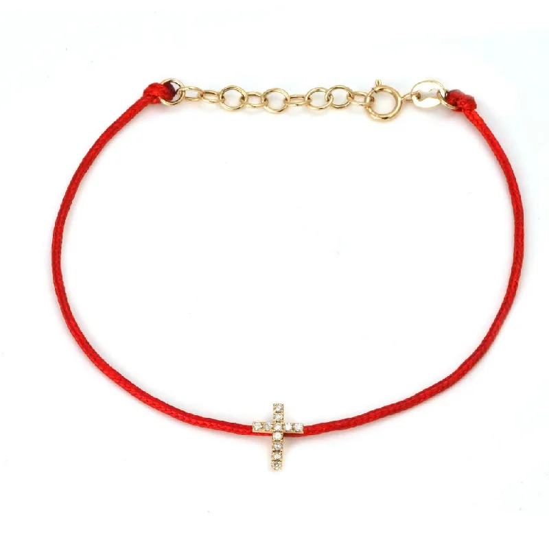 Elegant silver bangles-14k Yellow Gold Cross Cord Bracelet