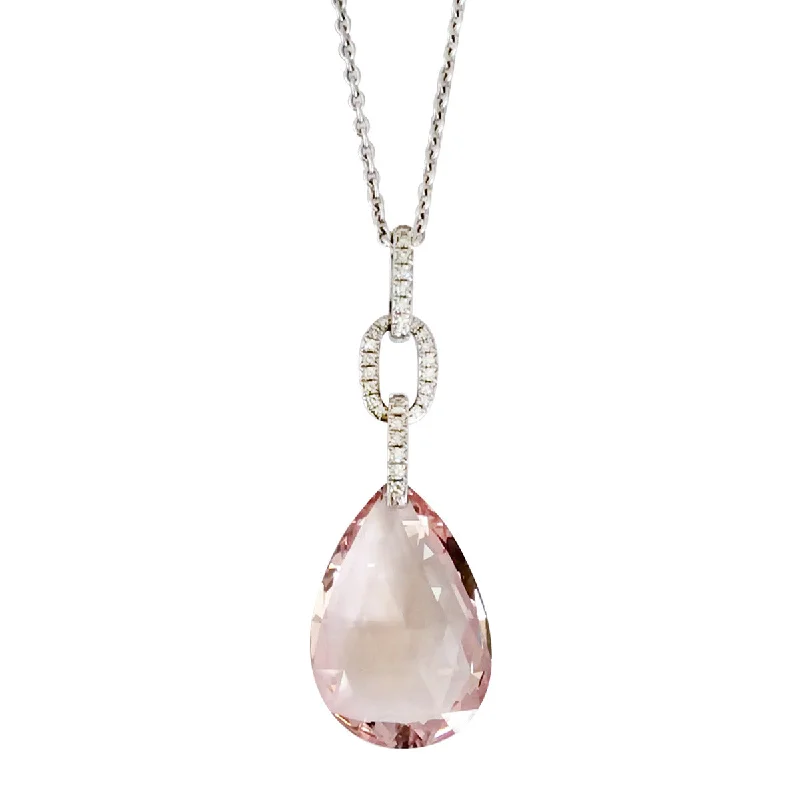 Statement gold necklaces for luxurious style -Morganite Briolette and Diamond Pendant Necklace