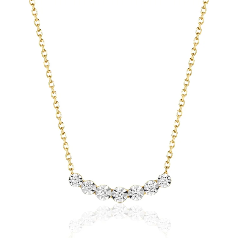 Personalized silver necklaces for timeless beauty -Yellow Gold Fashion Graduated Dia Necklace