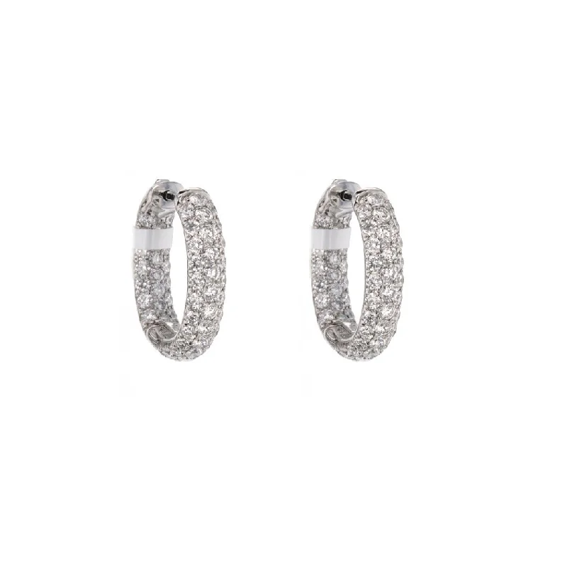 Minimalist silver earrings for subtle elegance -3.05 ctw Diamond Inside-Out Hoop Earrings