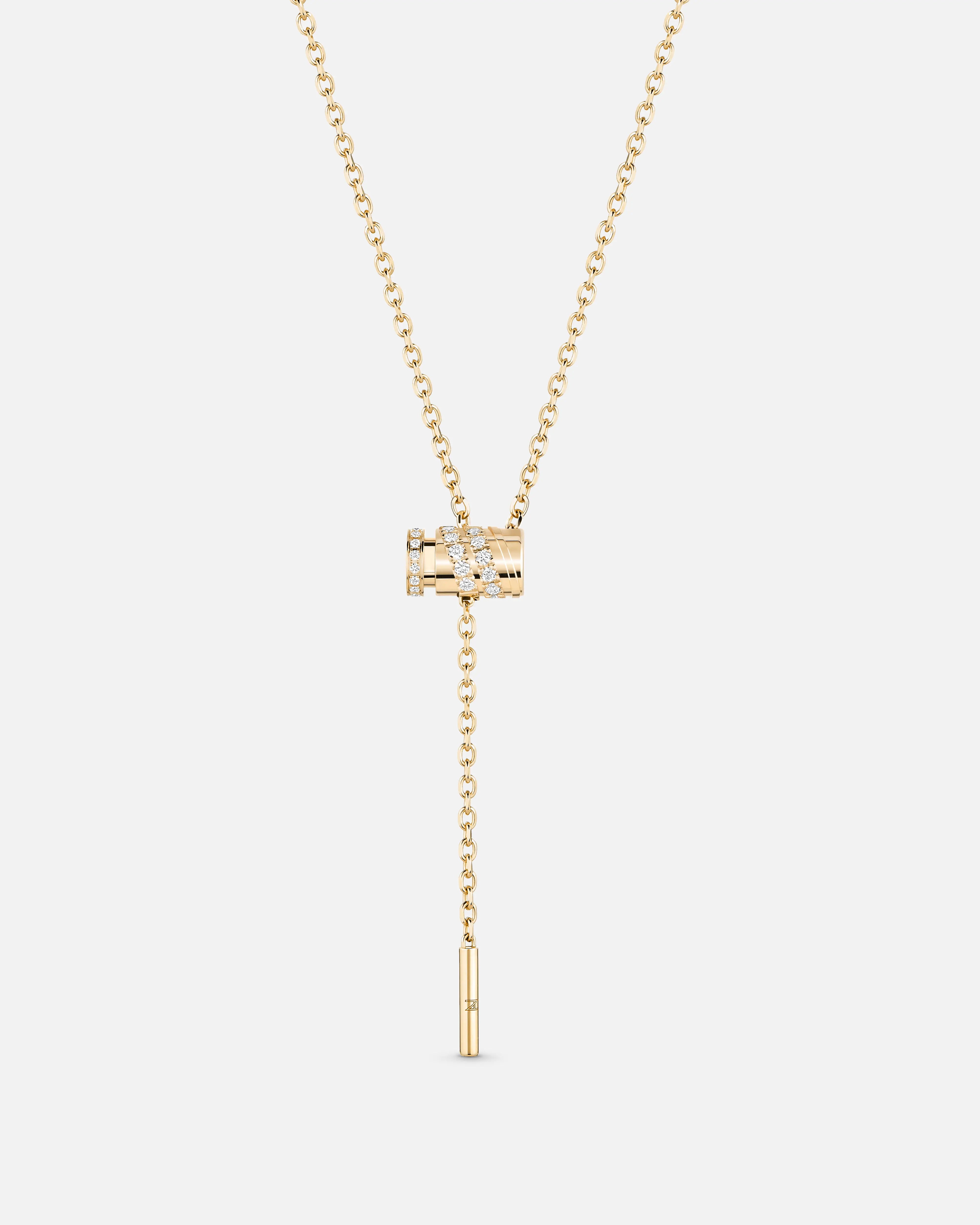 Trendy minimalist bar necklaces for sleek fashion -Paved Mini Latch Pendant in Yellow Gold