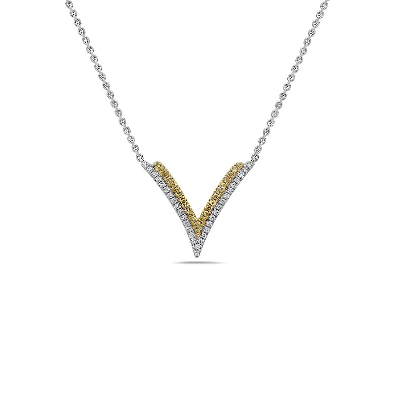 Boho-style pendant necklaces with natural elements -Diamond Double V Pendant Necklace