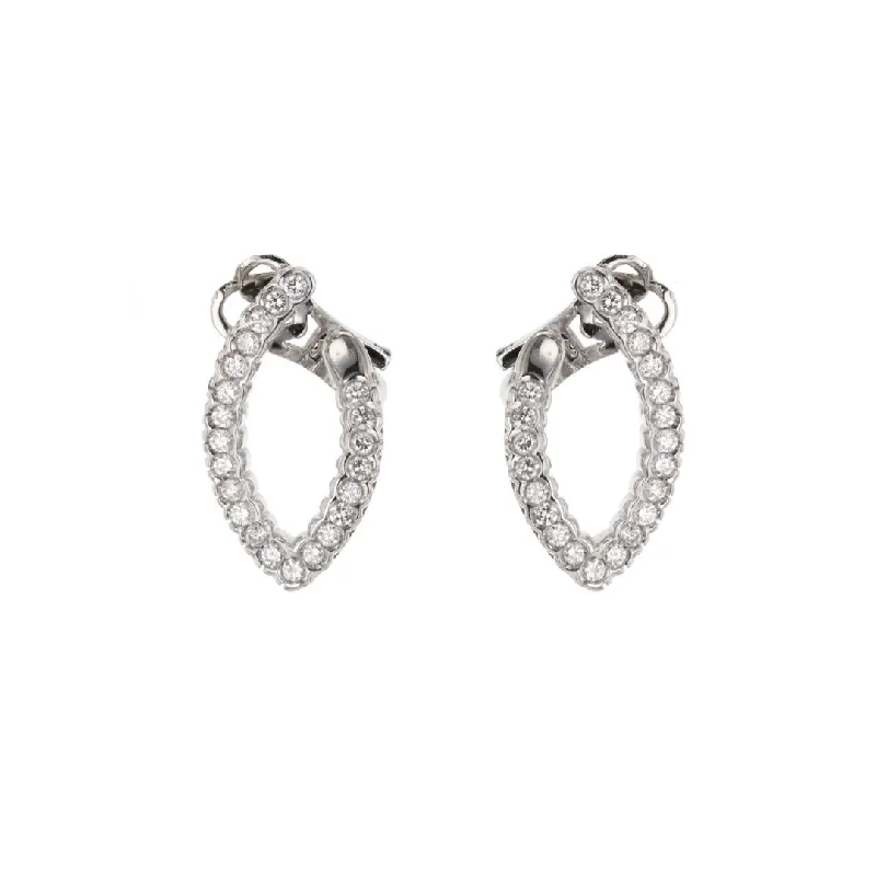 Rose gold earrings for sophisticated looks -1.00 ctw Diamond V Hoop Earrings