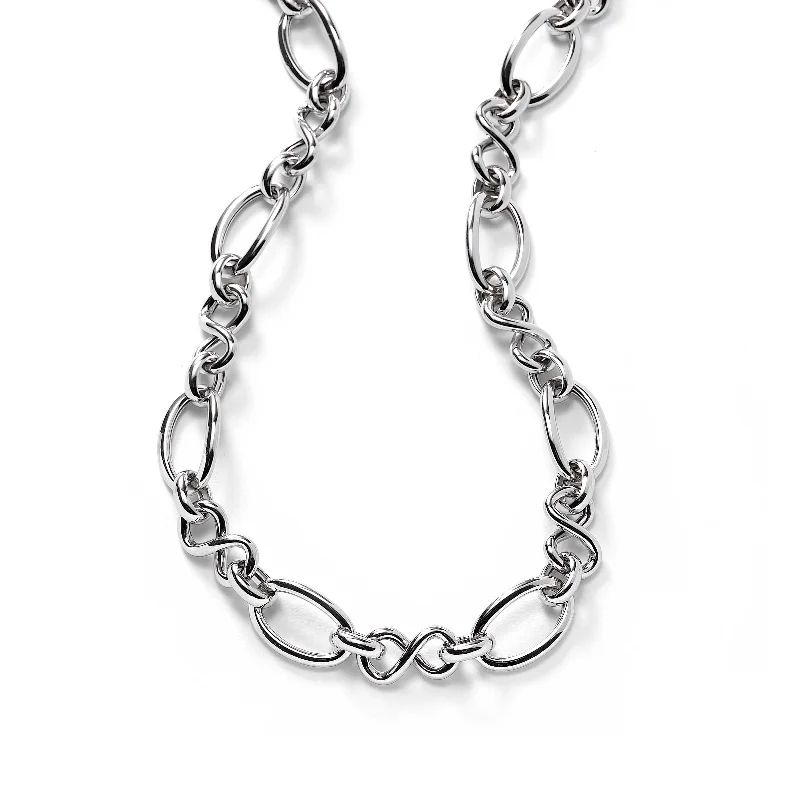 Unique geometric necklaces for modern design -Open Link Necklace, 17.75 Inches, Sterling Silver