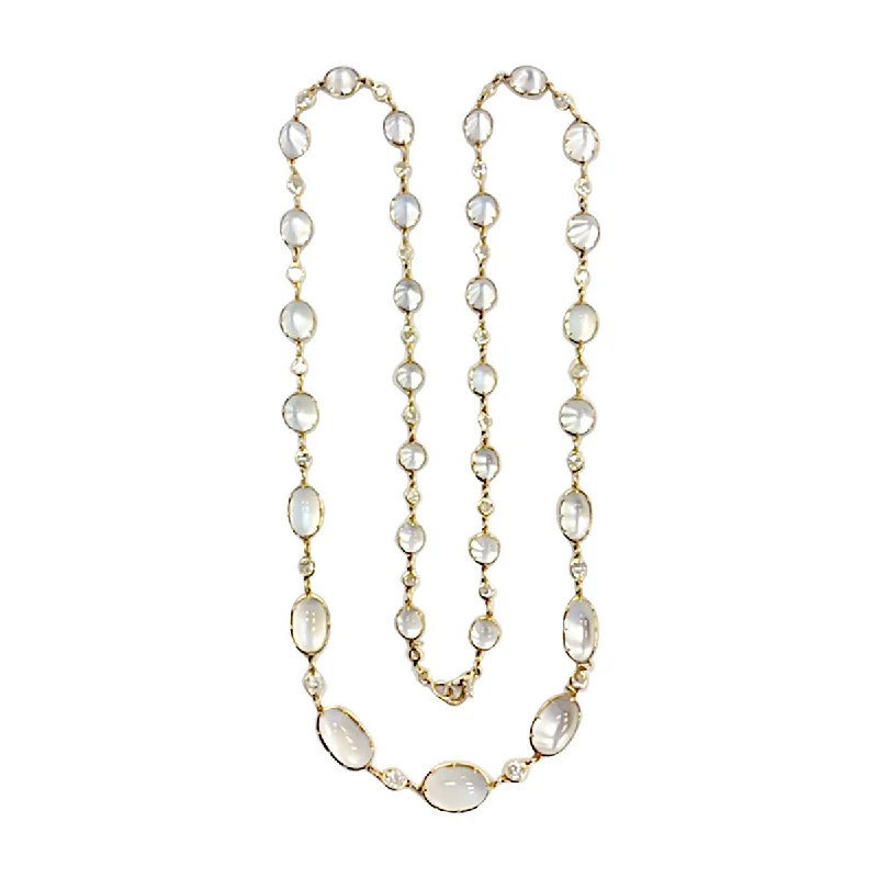 Classic diamond pendant necklaces for timeless elegance -Moonstone and Diamond Necklace