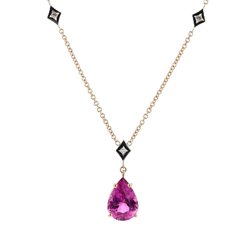 Elegant chandelier necklaces for special occasions -Pear Shaped Tourmaline and Diamond Necklace