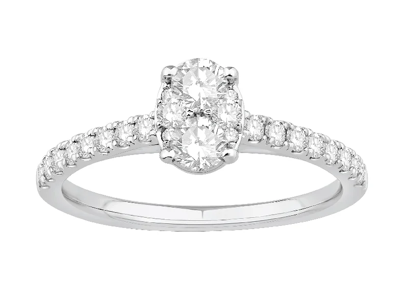 Vintage wedding rings for retro charm -14K White Gold Diamond Engagement Ring (.74ctw)