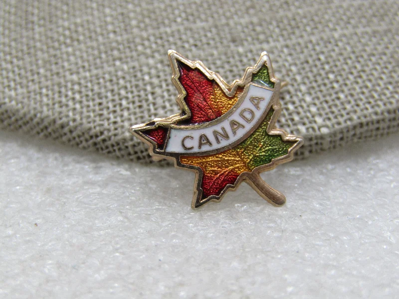 Brooch with birthstones-Vintage Enameled Canada Maple Leaf Brooch, Souvenier