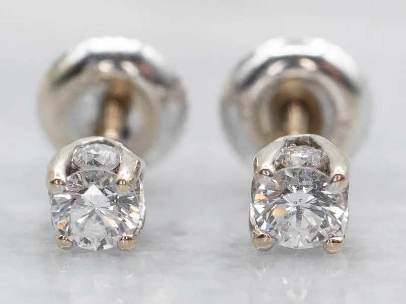 Modern geometric earrings for edgy looks -Screw Back Diamond Stud Earrings