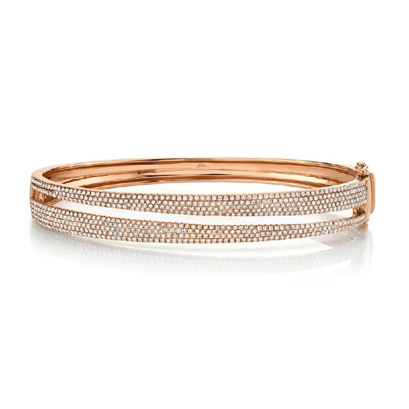 Black bracelets-14K Rose Gold Diamond Pave Split Bangle