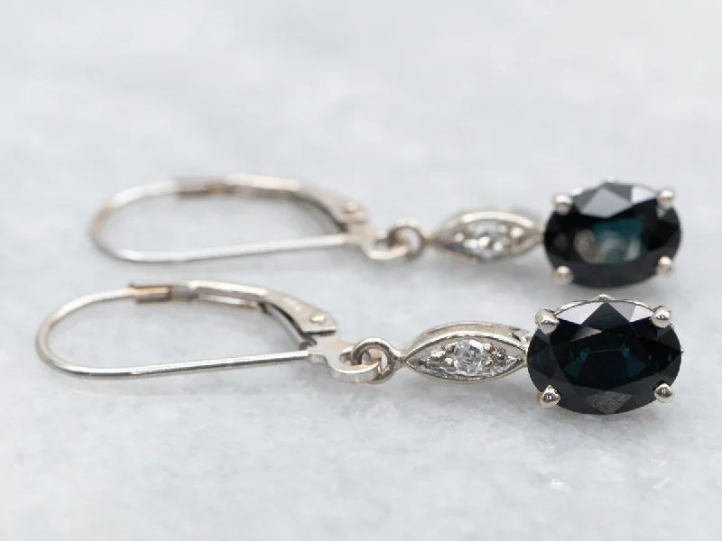 Vintage drop earrings with antique flair -Sapphire and Diamond Drop Earrings