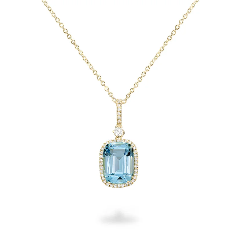 Luxury pearl and gold necklaces for elegant style -Necklace with Sky Blue Topaz and Diamonds