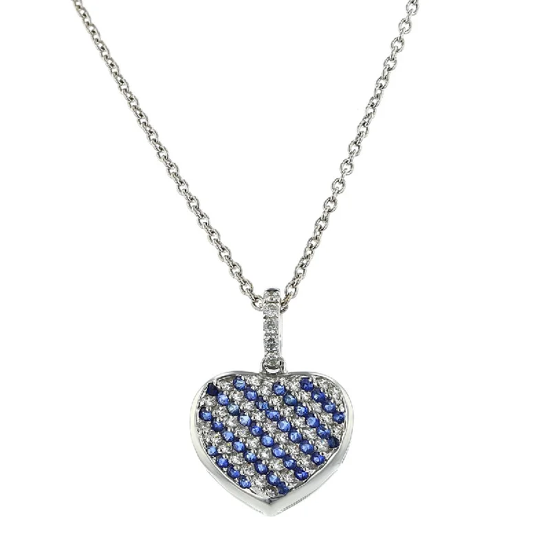 Personalized heart necklaces for romantic gifts -Miiori Sapphire and Diamond Heart Pendant Necklace