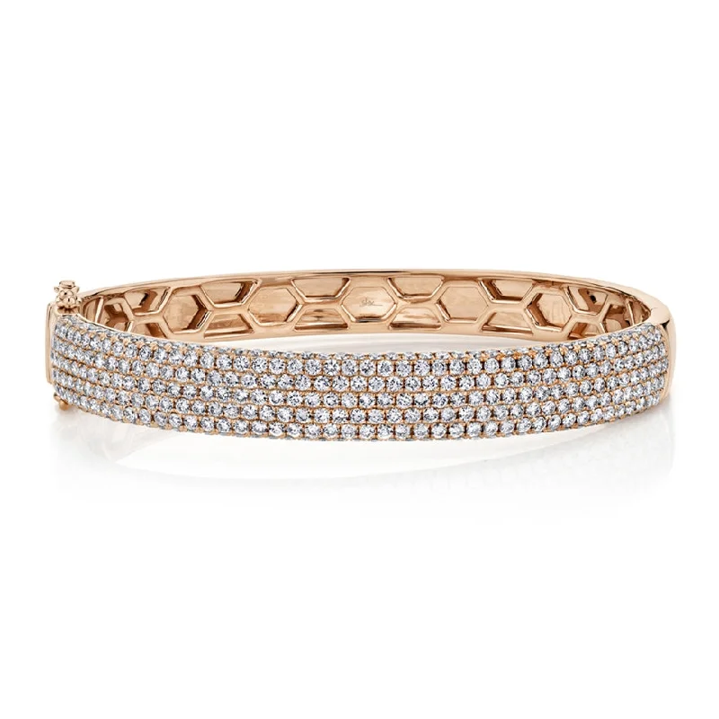 Custom birthstone bracelets-14K Rose Gold Diamond Pave Thick Bangle