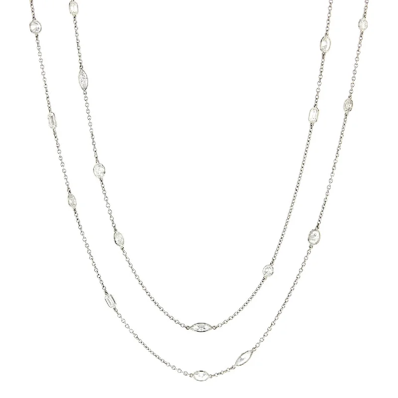 Fashionable multi-layered necklaces for chic fashion -Platinum Mixed Diamond By The Yard 36-Inch Necklace