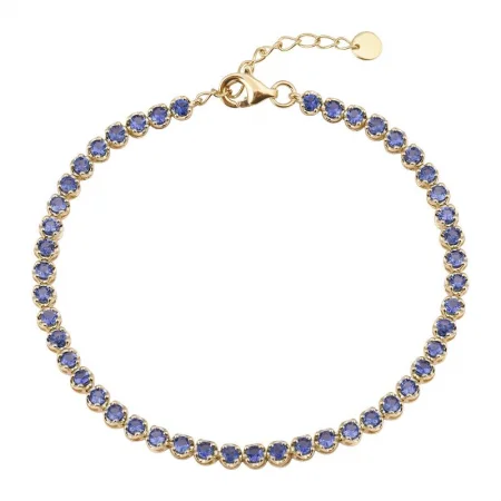 Beaded bracelets-14k Yellow Gold Crown Prong Sapphire Tennis Bracelet