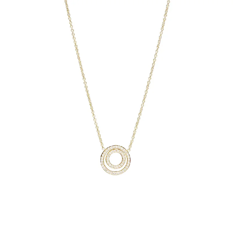 Layered pearl necklaces for classic elegance -18 Karat Yellow Gold Double Circle Diamond Necklace