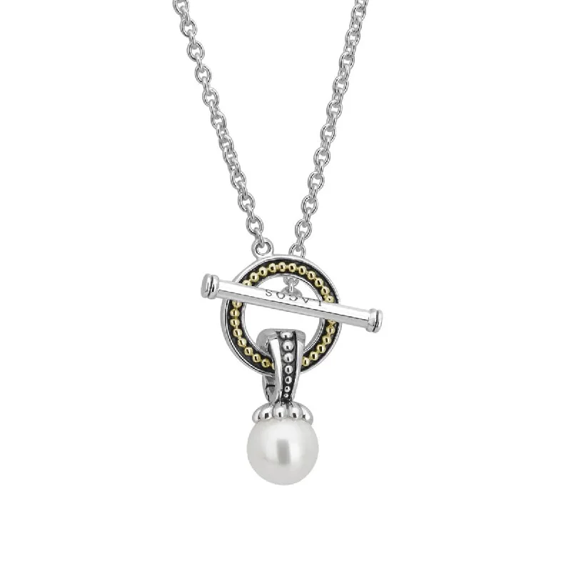 Boho-style pendant necklaces with natural elements -Pearl Toggle Pendant Necklace