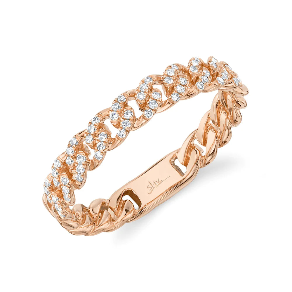 Vintage diamond rings for timeless beauty -14K Rose Gold Diamond Link Band