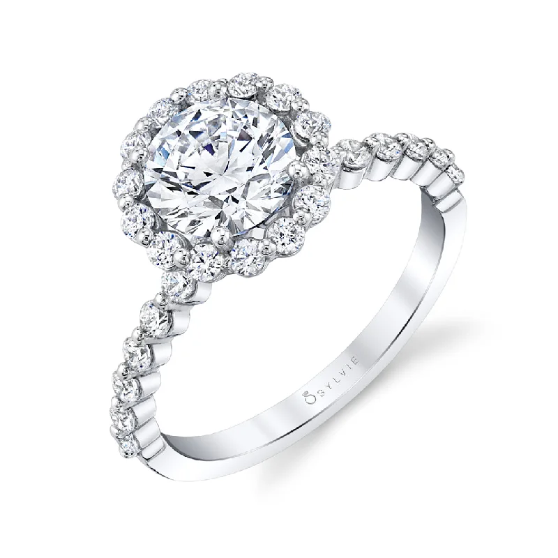 Elegant wedding bands with intricate details -Sylvie Round Halo Engagement Ring S1P14-RB