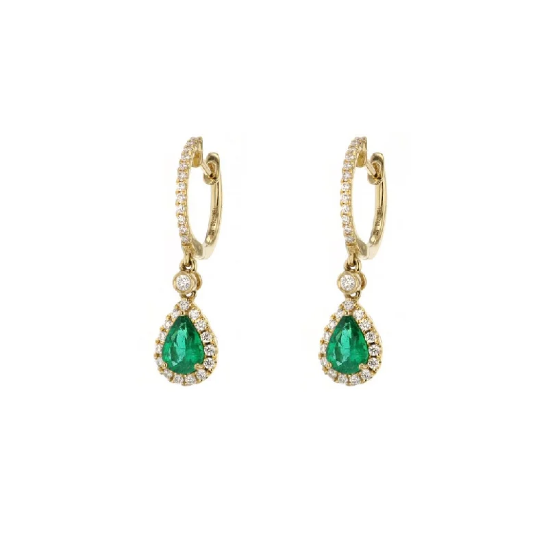 Dainty pearl earrings for feminine elegance -Emerald & Diamond Drop Earrings