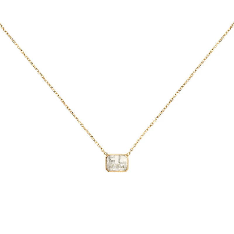 Silver pendants with crystal embellishments -18 Karat Yellow Gold Esmeralda Diamond Shaker necklace