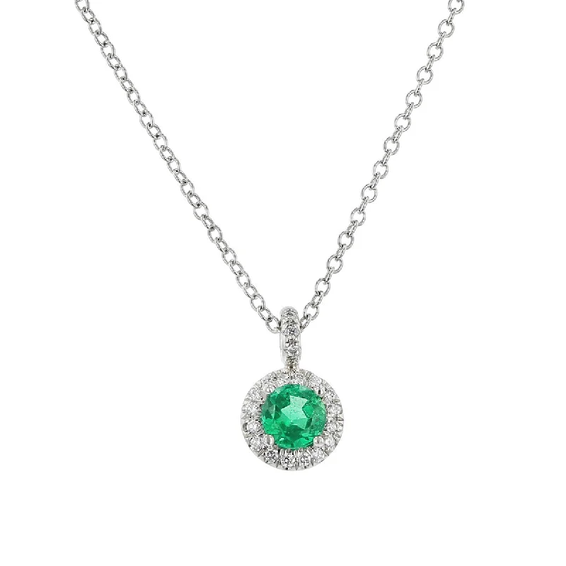 Vintage crystal pendants for classic elegance -Emerald Halo Pendant Necklace