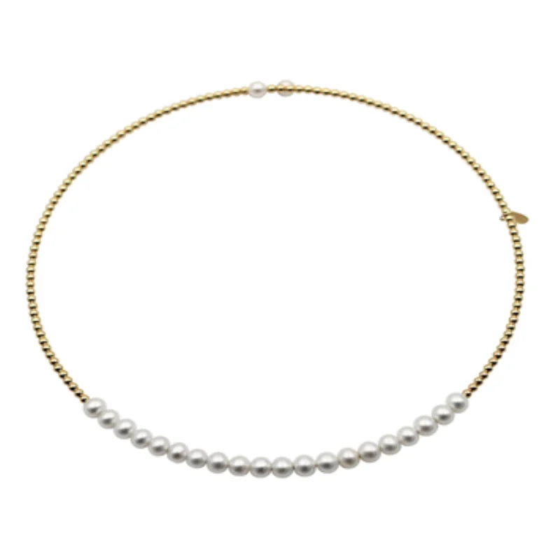 Elegant diamond necklaces with gold chains -Pearl Choker Necklace, 18K Yellow Gold