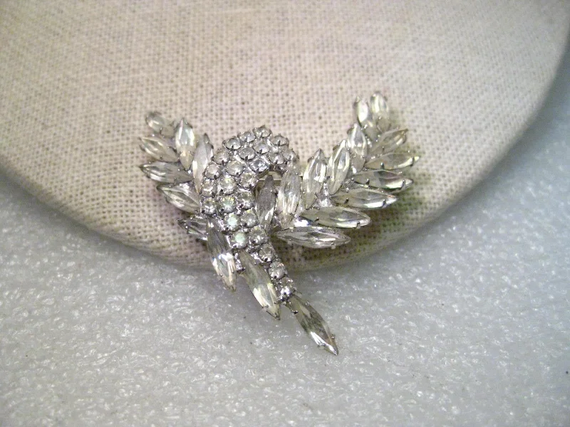 Simple brooch-Vintage Silver Tone Hobe Signed Rhinestone, Paste Brooch - Rare Design